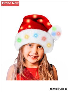 🎄 Kids Santa Hat Unisex Thicken Plush Xmas Holiday Headwear New Year Festive